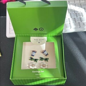 Kate Spade Green and White Earrings Set